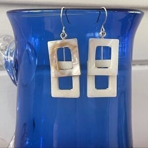 $10 SALE Handmade Layered Geometric Ivory Shell Earrings 1.75” Coastal Gift